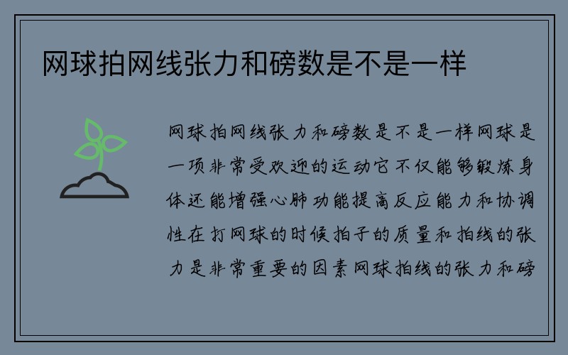 网球拍网线张力和磅数是不是一样